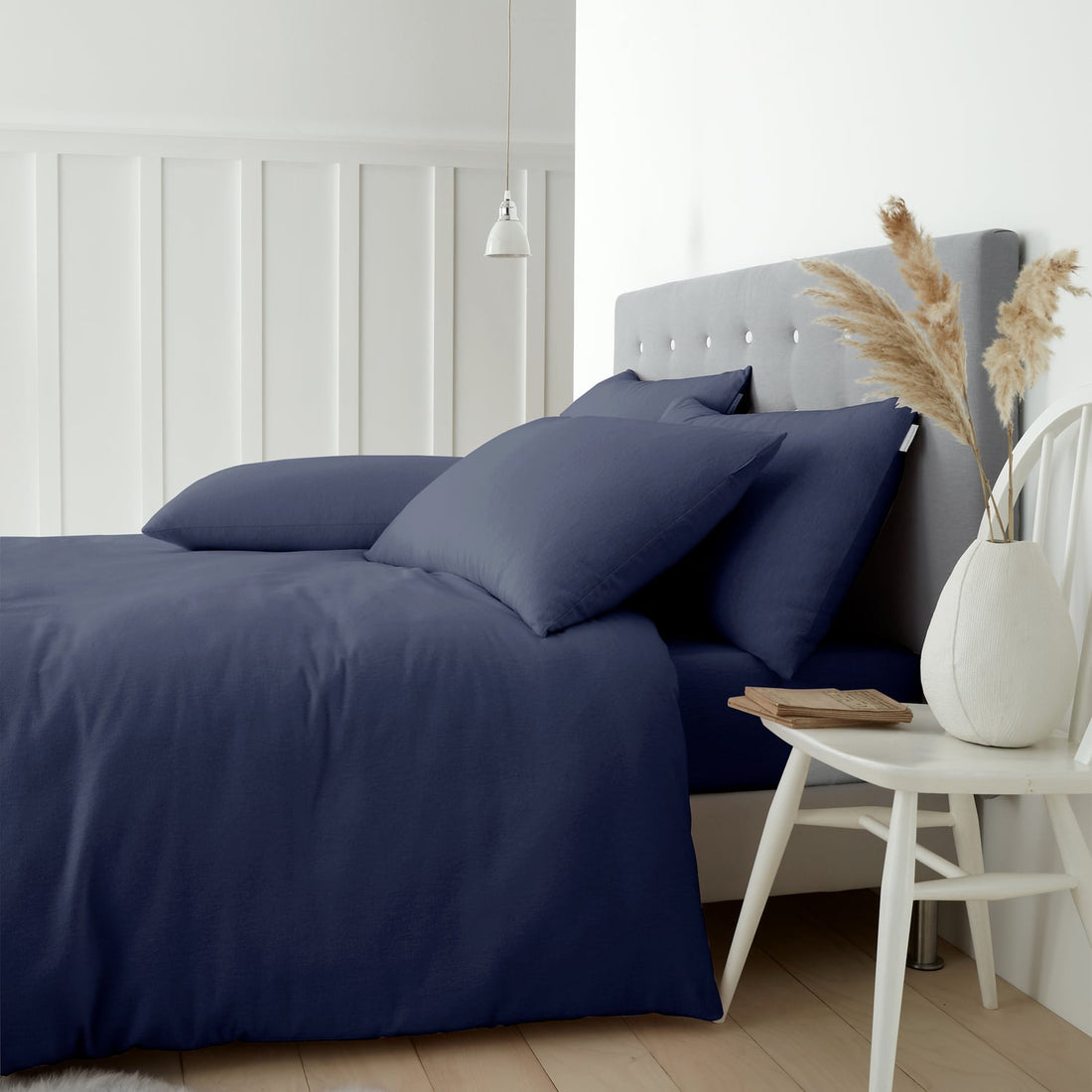 Catherine Lansfield Navy Brushed Cotton Duvet Cover Bedding Set