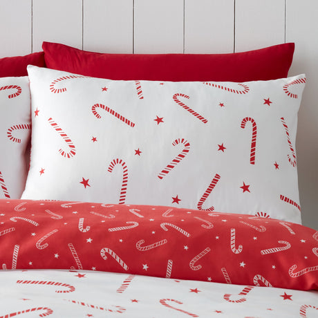 Catherine Lansfield Christmas Candy Cane Duvet Cover Set - Christmas Candy Cane Duvet Set