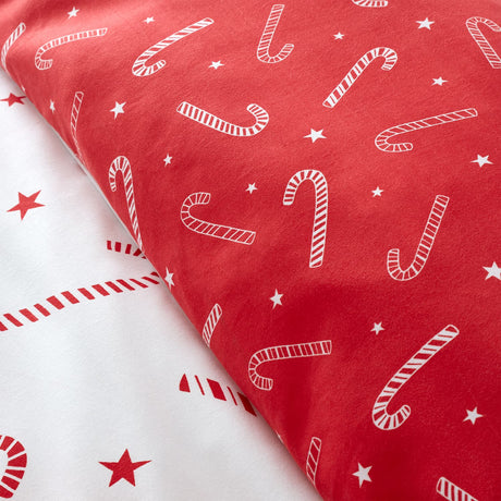 Catherine Lansfield Christmas Candy Cane Duvet Cover Set - Christmas Candy Cane Duvet Set