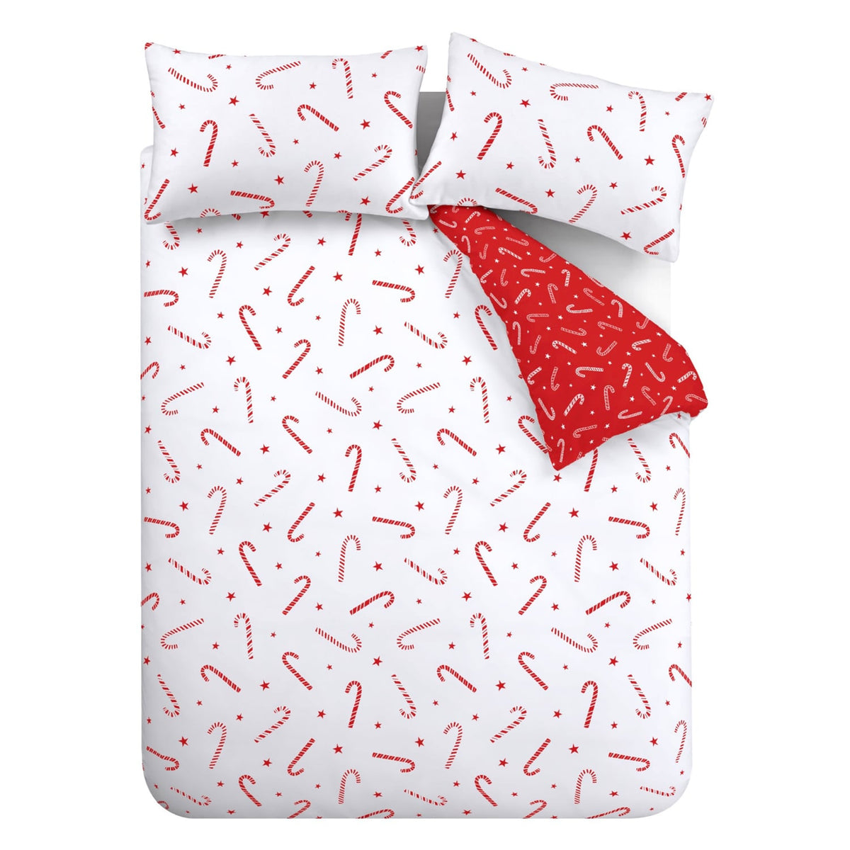 Catherine Lansfield Christmas Candy Cane Duvet Cover Set - Christmas Candy Cane Duvet Set