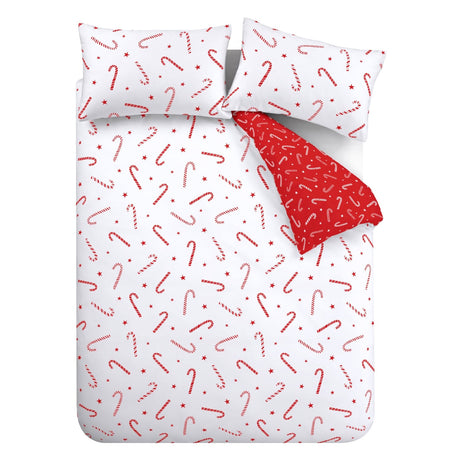 Catherine Lansfield Christmas Candy Cane Duvet Cover Set - Christmas Candy Cane Duvet Set