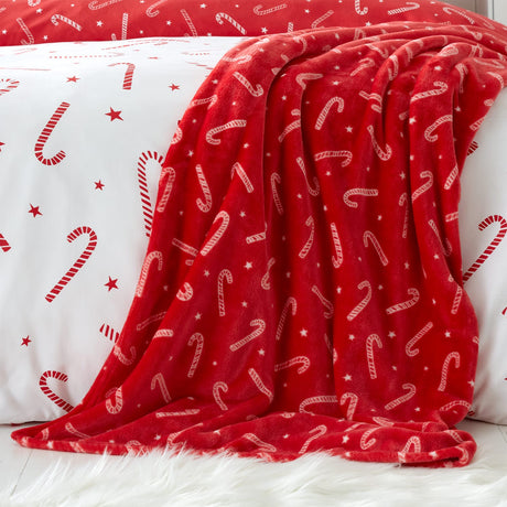 Catherine Lansfield Christmas Candy Cane Throw - Christmas Candy Cane Throw