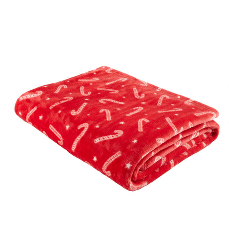 Catherine Lansfield Christmas Candy Cane Throw - Christmas Candy Cane Throw