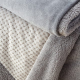 Catherine Lansfield Larsson Geo Cosy Throw 130cm x 170cm - Cosy Larsson Geo Fleece Throw Grey
