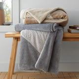 Catherine Lansfield Larsson Geo Cosy Throw 130cm x 170cm - Cosy Larsson Geo Fleece Throw Grey
