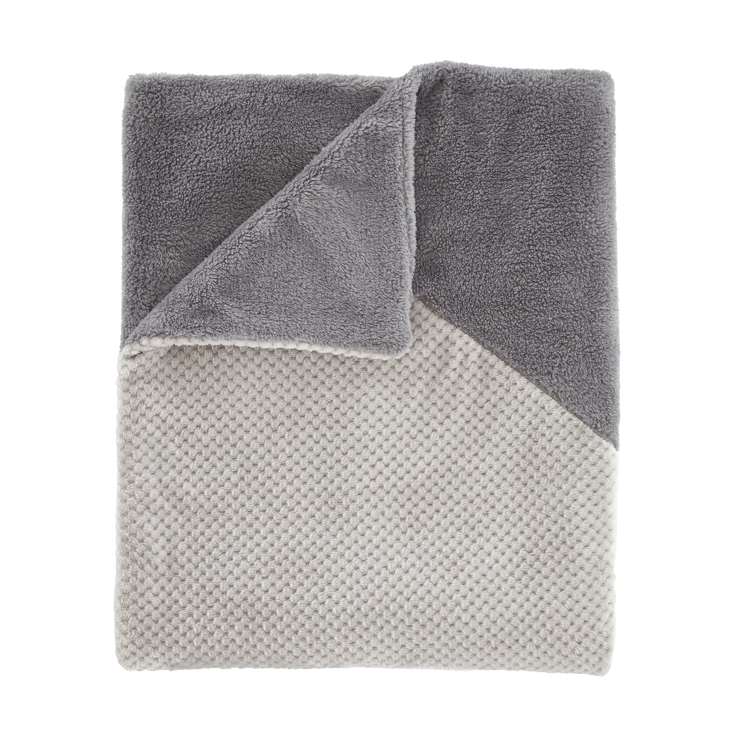 Catherine Lansfield Larsson Geo Cosy Throw 130cm x 170cm - Cosy Larsson Geo Fleece Throw Grey (1)