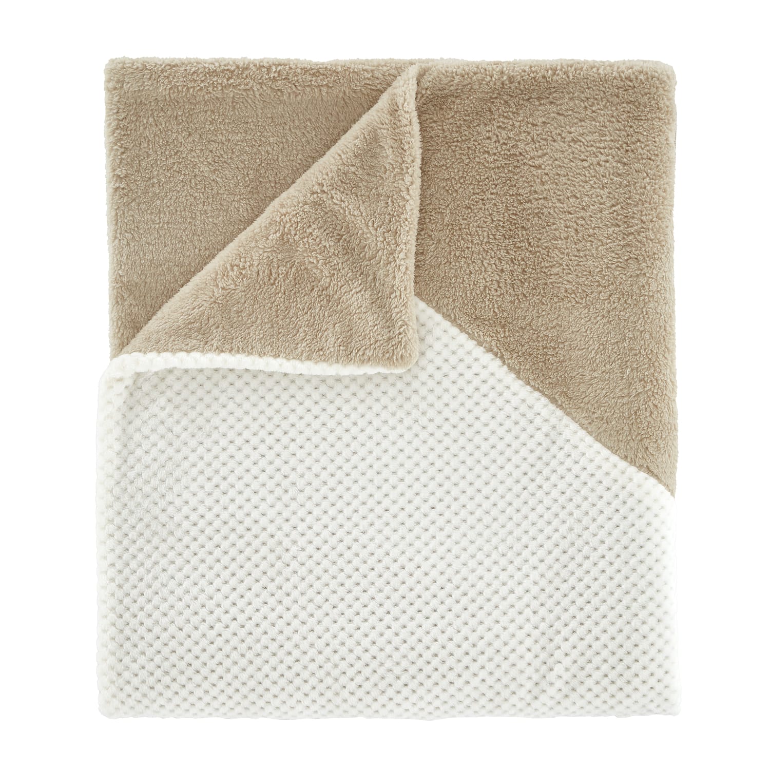 Catherine Lansfield Larsson Geo Cosy Throw 130cm x 170cm - Cosy Larsson Geo Fleece Throw Natural
