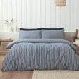 Catherine Lansfield Brushed Stripe Brushed Cotton Flannelette Duvet Cover - Navy Blue