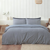 Catherine Lansfield Brushed Stripe Brushed Cotton Flannelette Duvet Cover - Navy Blue image 4