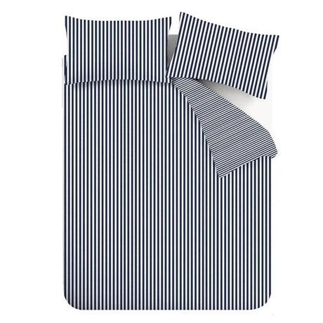 Catherine Lansfield Brushed Stripe Brushed Cotton Flannelette Duvet Cover - Navy Blue image 5