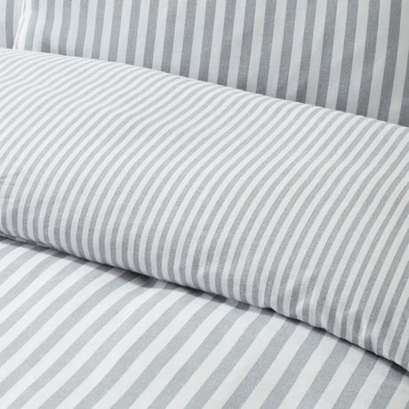 Catherine Lansfield Brushed Stripe Brushed Cotton Flannelette Duvet Cover - Silver Grey image 7