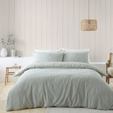 Catherine Lansfield Brushed Stripe Duvet Cover Set Green - Brushed Stripe Duvet Set Green