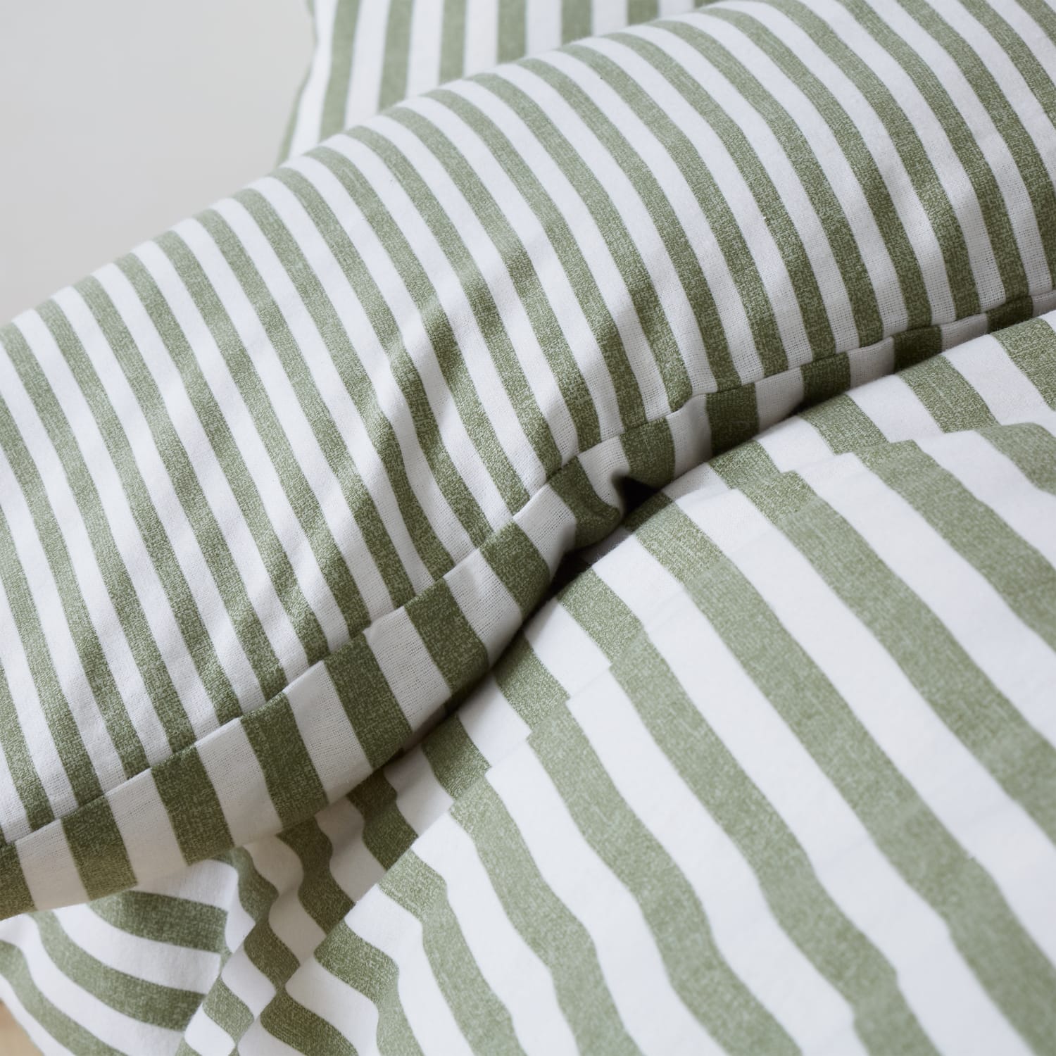 Catherine Lansfield Brushed Stripe Duvet Cover Set Green - Brushed Stripe Duvet Set Green
