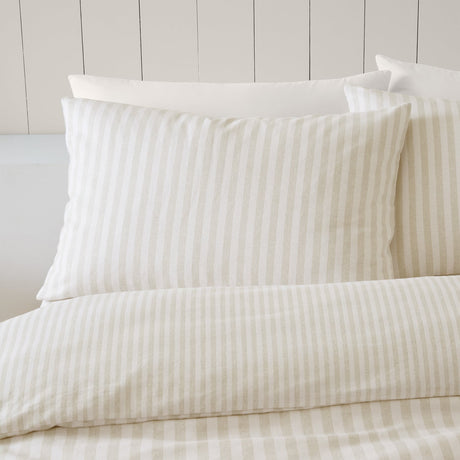 Catherine Lansfield Brushed Stripe Duvet Cover Set Natural - Brushed Stripe Duvet Set Natural