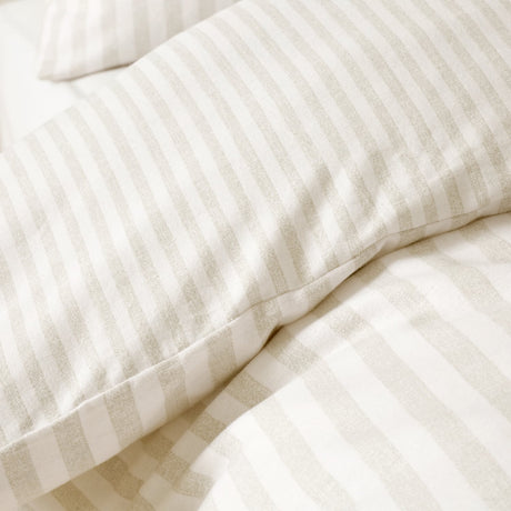 Catherine Lansfield Brushed Stripe Duvet Cover Set Natural - Brushed Stripe Duvet Set Natural