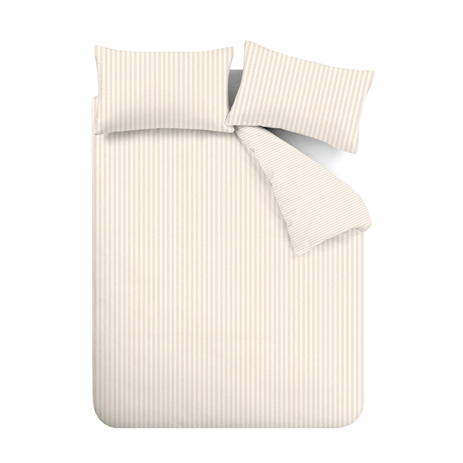 Catherine Lansfield Brushed Stripe Duvet Cover Set Natural - Brushed Stripe Duvet Set Natural