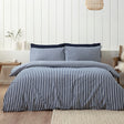Catherine Lansfield Brushed Stripe Duvet Cover Set Navy Blue - Brushed Stripe Navy Duvet Set