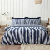 Catherine Lansfield Brushed Stripe Duvet Cover Set Navy Blue - Brushed Stripe Navy Duvet Set