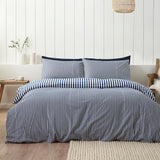 Catherine Lansfield Brushed Stripe Duvet Cover Set Navy Blue - Brushed Stripe Navy Duvet Set