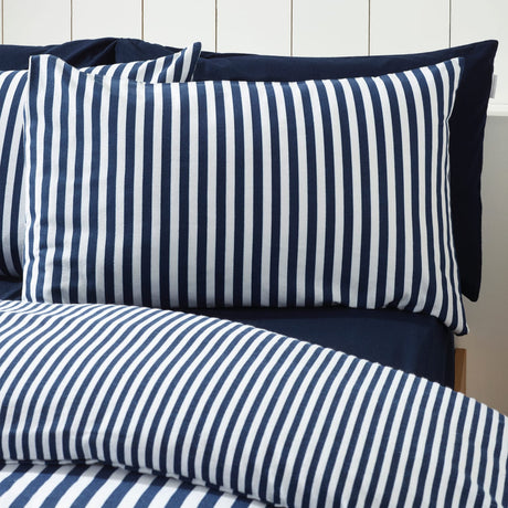 Catherine Lansfield Brushed Stripe Duvet Cover Set Navy Blue - Brushed Stripe Navy Duvet Set
