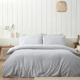 Catherine Lansfield Brushed Stripe Duvet Cover Set Silver Grey - Brushed Stripe Silver Grey Duvet Set