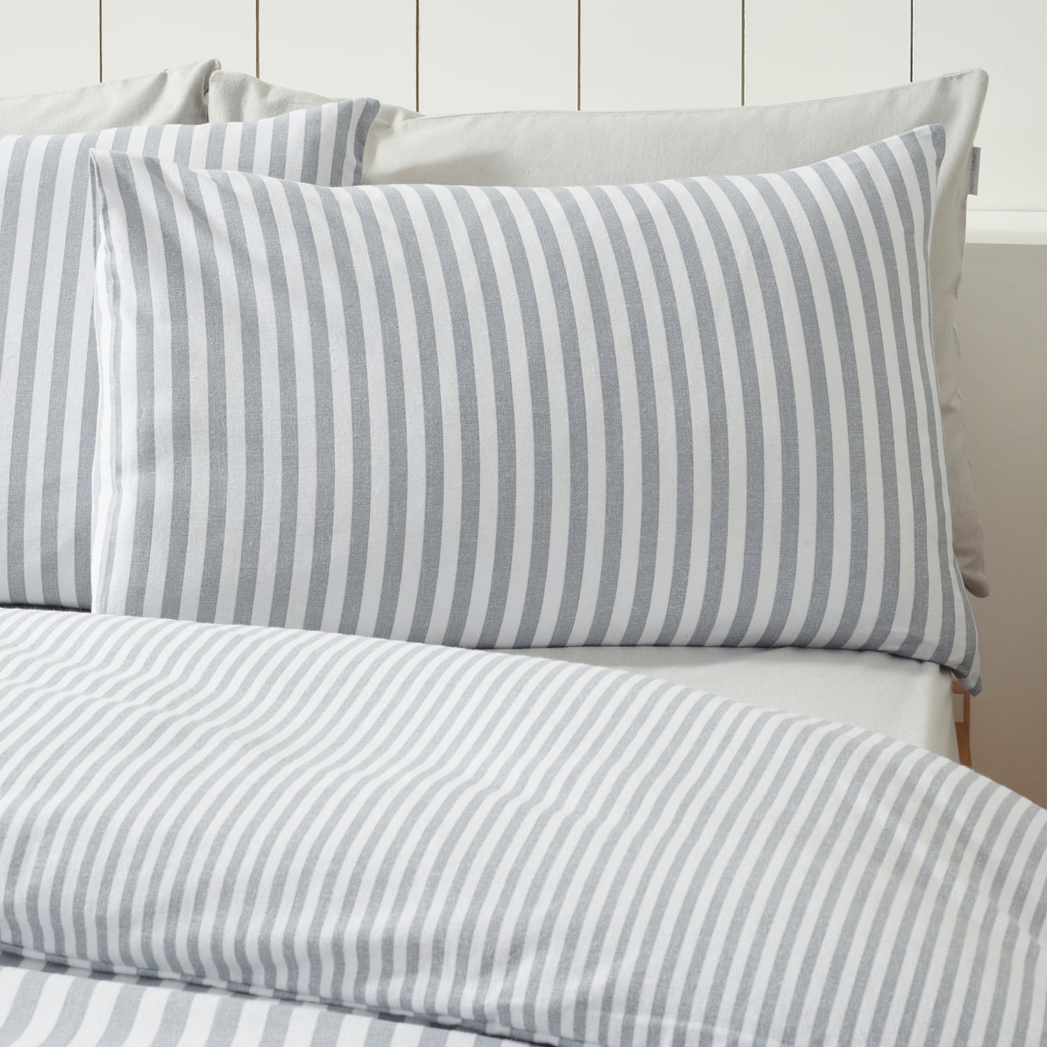 Catherine Lansfield Brushed Stripe Duvet Cover Set Silver Grey - Brushed Stripe Silver Grey Duvet Set