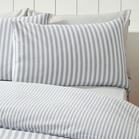 Catherine Lansfield Brushed Stripe Duvet Cover Set Silver Grey - Brushed Stripe Silver Grey Duvet Set