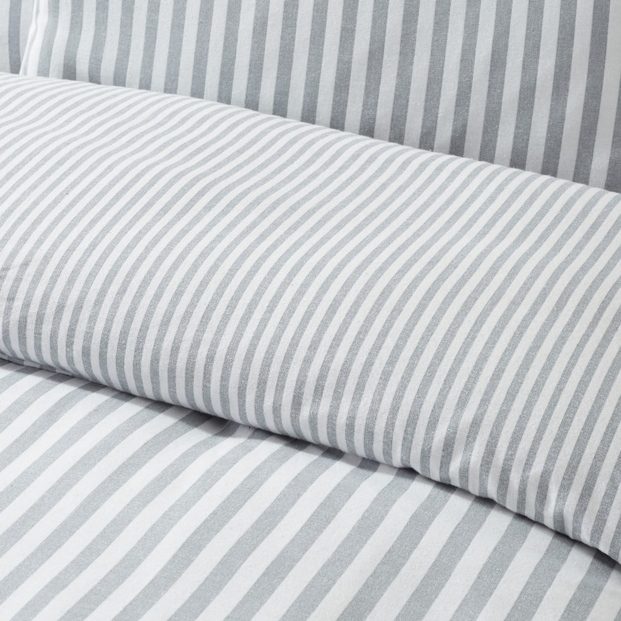 Catherine Lansfield Brushed Stripe Duvet Cover Set Silver Grey - Brushed Stripe Silver Grey Duvet Set