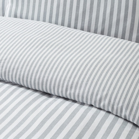 Catherine Lansfield Brushed Stripe Duvet Cover Set Silver Grey - Brushed Stripe Silver Grey Duvet Set