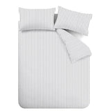 Catherine Lansfield Brushed Stripe Duvet Cover Set Silver Grey - Brushed Stripe Silver Grey Duvet Set