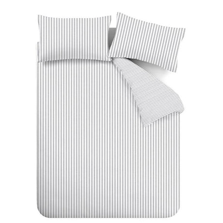 Catherine Lansfield Brushed Stripe Duvet Cover Set Silver Grey - Brushed Stripe Silver Grey Duvet Set