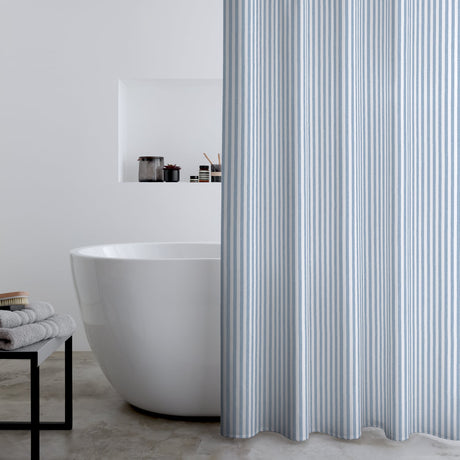 Catherine Lansfield Timeless Stripe Shower Curtain - Timeless Stripe Shower Curtain Blue