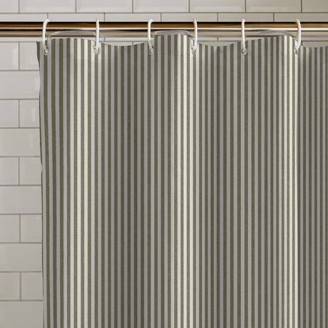 Catherine Lansfield Timeless Stripe Shower Curtain - Timeless Stripe Shower Curtain Green