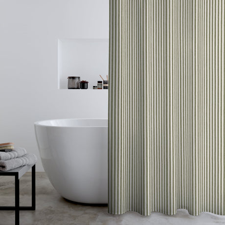 Catherine Lansfield Timeless Stripe Shower Curtain - Timeless Stripe Shower Curtain Green