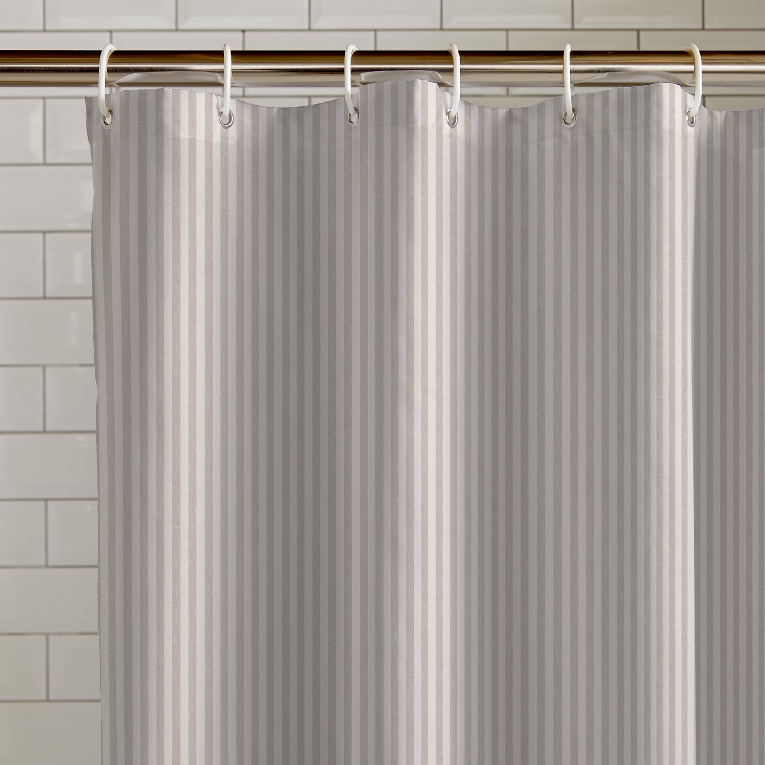 Catherine Lansfield Timeless Stripe Shower Curtain - Timeless Stripe Shower Curtain Natural