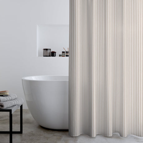 Catherine Lansfield Timeless Stripe Shower Curtain - Timeless Stripe Shower Curtain Natural