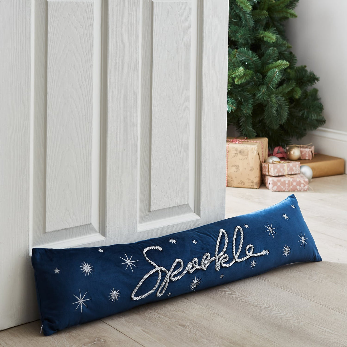Catherine Lansfield Christmas Sparkle Draught Excluder - Sparkle Blue Draught Excluder