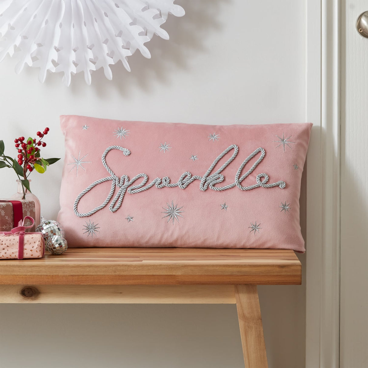 Catherine Lansfield Christmas Sparkle Filled Cushion 30cm x 50cm