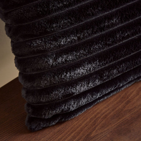 Catherine Lansfield Cosy Ribbed Filled Cushion 45cm x 45cm - Black - Cosy Ribbed Cushion Black