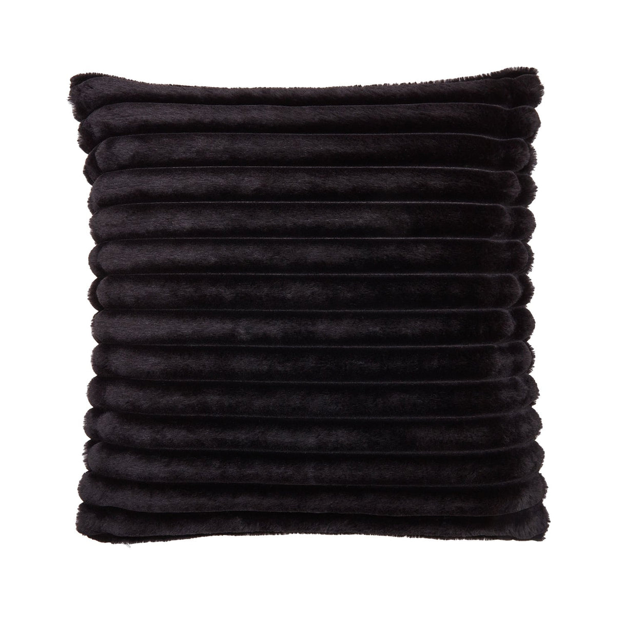 Catherine Lansfield Cosy Ribbed Filled Cushion 45cm x 45cm - Black - Cosy Ribbed Cushion Black