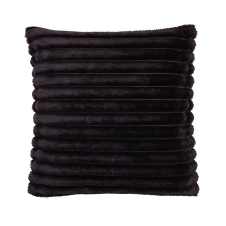 Catherine Lansfield Cosy Ribbed Filled Cushion 45cm x 45cm - Black - Cosy Ribbed Cushion Black