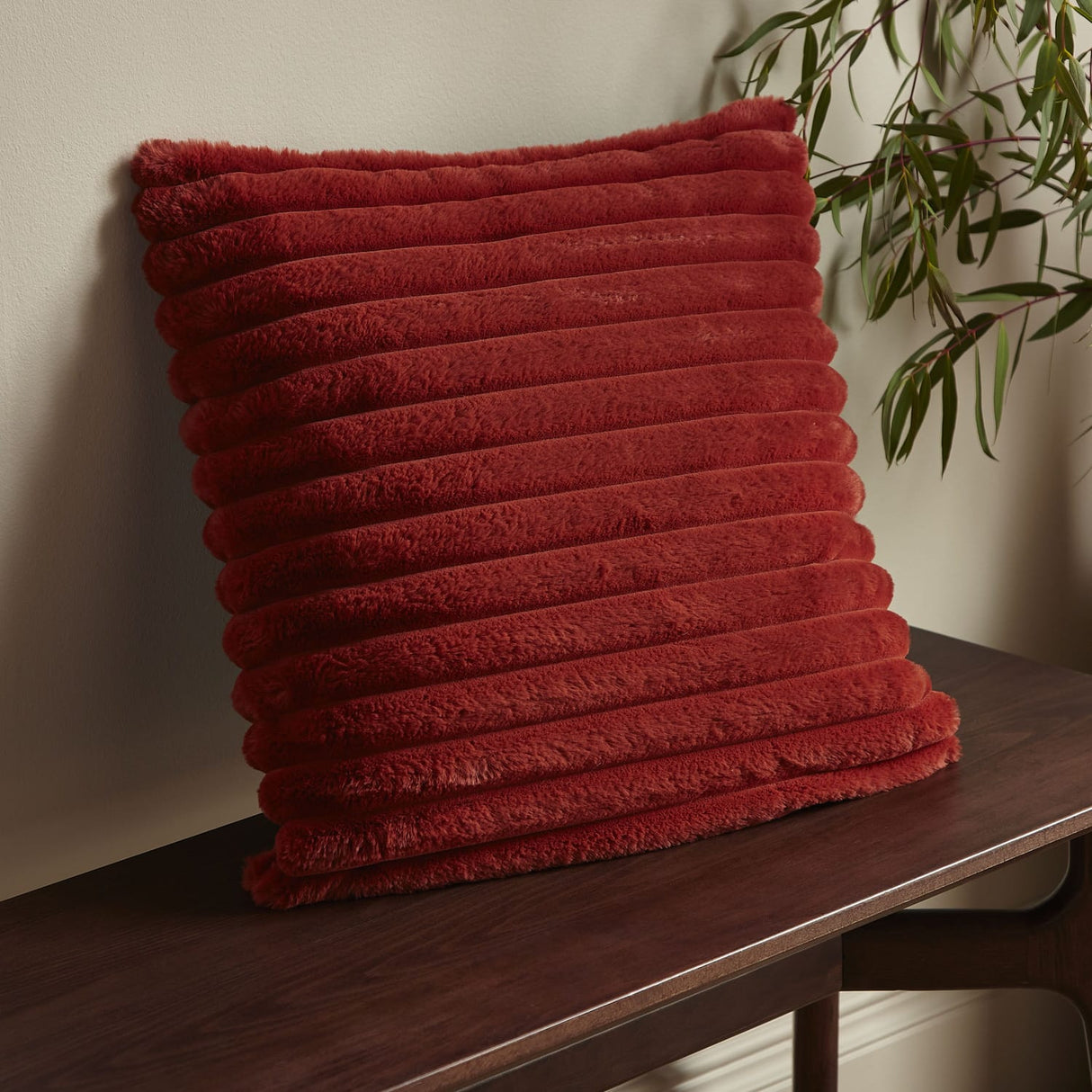Catherine Lansfield Cosy Ribbed Filled Cushion 45cm x 45cm - Burnt Orange