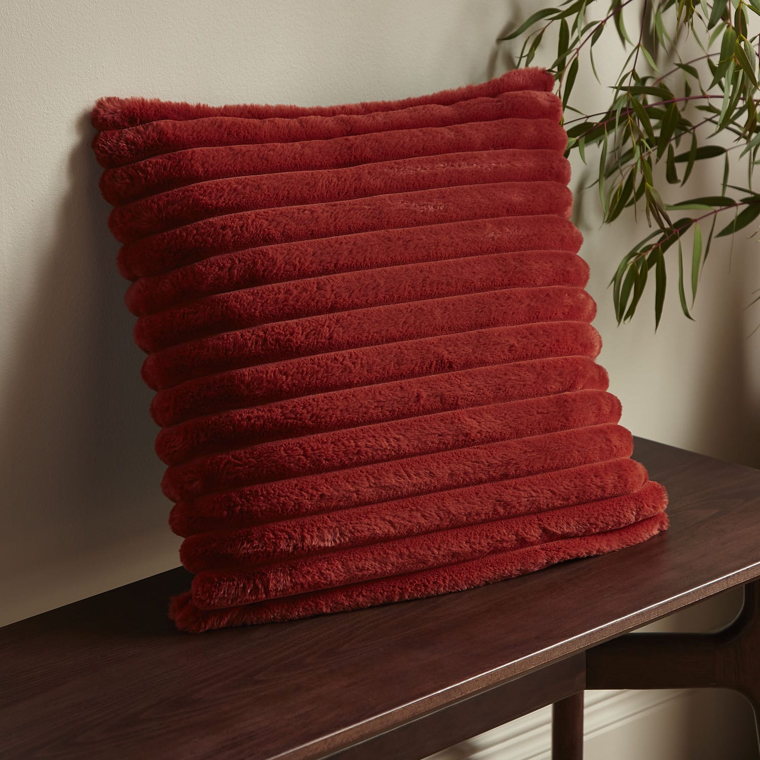Catherine Lansfield Cosy Ribbed Filled Cushion 45cm x 45cm - Burnt Orange