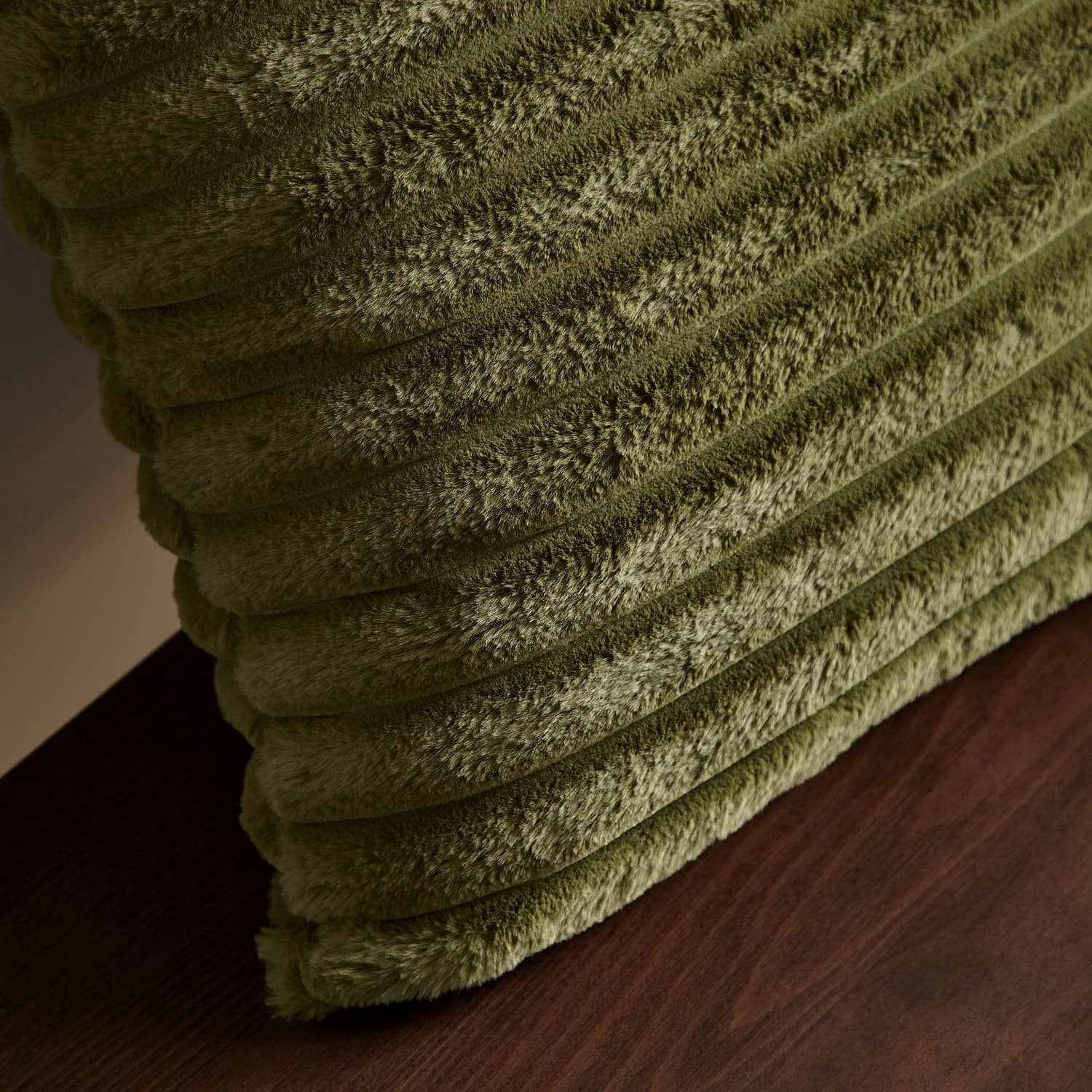 Catherine Lansfield Cosy Ribbed Filled Cushion 45cm x 45cm - Green - Cosy Ribbed Cushion Olive Green