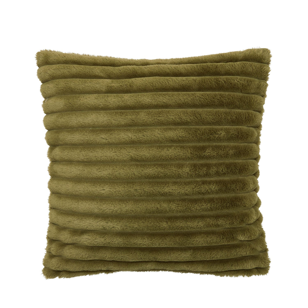 Catherine Lansfield Cosy Ribbed Filled Cushion 45cm x 45cm - Green - Cosy Ribbed Cushion Olive Green