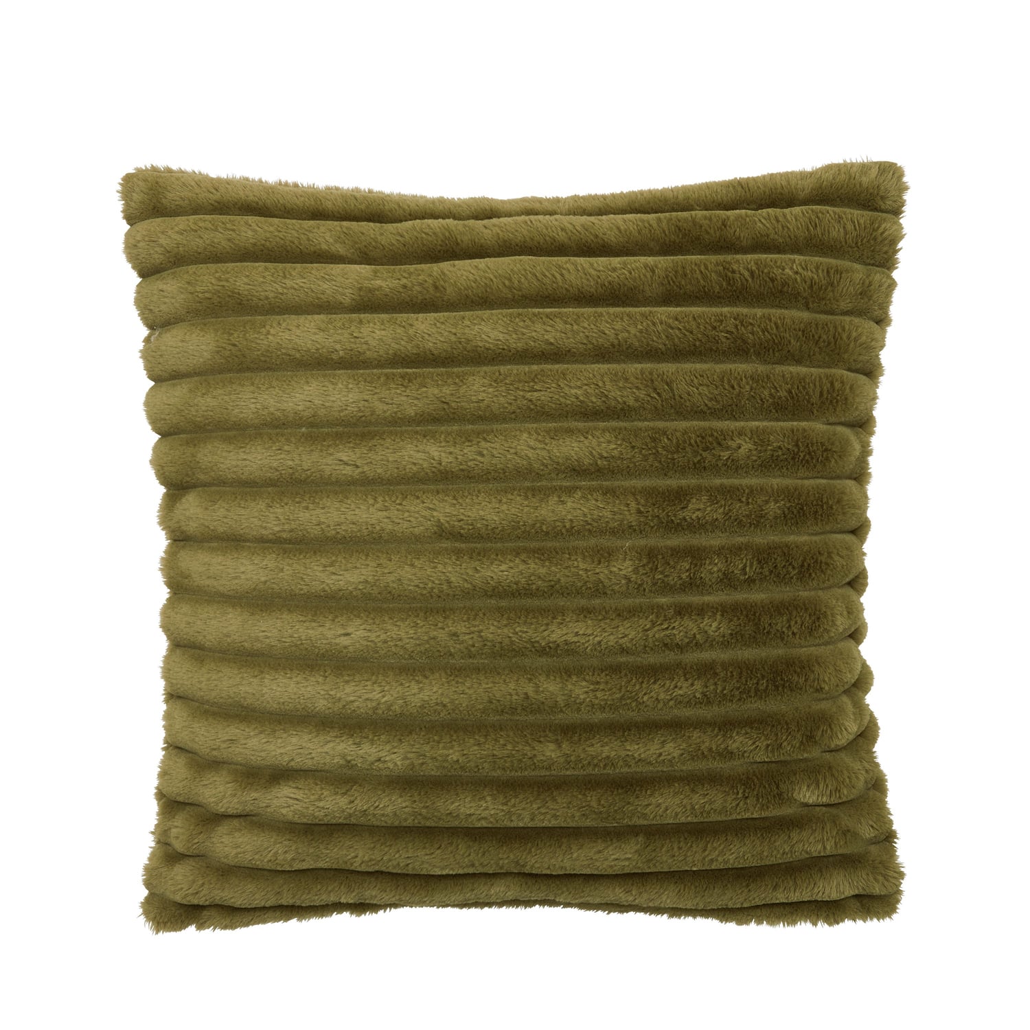 Catherine Lansfield Cosy Ribbed Filled Cushion 45cm x 45cm - Green - Cosy Ribbed Cushion Olive Green