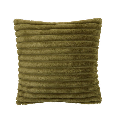 Catherine Lansfield Cosy Ribbed Filled Cushion 45cm x 45cm - Green - Cosy Ribbed Cushion Olive Green