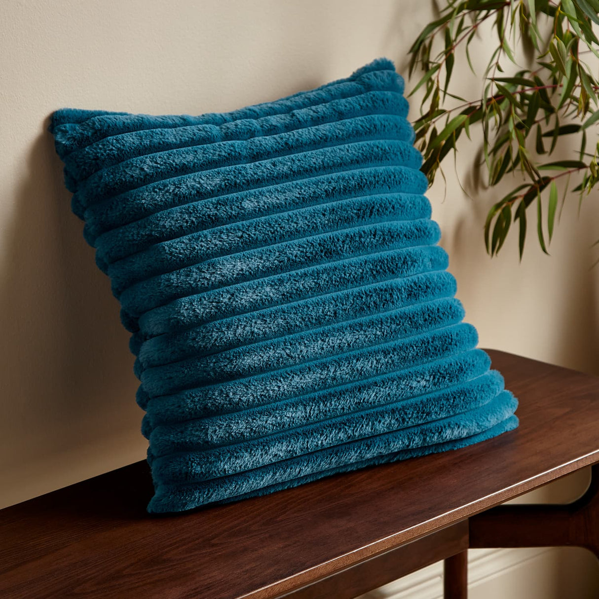 Catherine Lansfield Cosy Ribbed Filled Cushion 45cm x 45cm - Teal