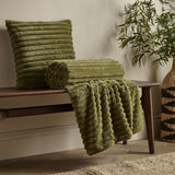 Catherine Lansfield Cosy Ribbed Filled Cushion 45cm x 45cm - Green - Cosy Ribbed Olive Green Group