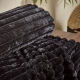 Catherine Lansfield Cosy Ribbed Velvet Throw – Black – 130cm x 170cm - Cosy Ribbed Throw Black